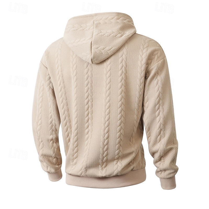 Men's Hoodie Tracksuit Hoodie & Pants Outfit Set Hoodies Set Hoodie Outdoor Daily Sports Jacquard Drawstring Pocket Plain Black Orange Khaki Polyester Activewear Fashion Streetwear Spring 2026 - $53.99 –P10