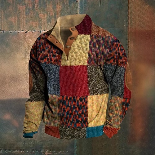 Herre Geometrisk Genser Gensere Langermet Genser Henley Grafisk trykk Ferie Ut på byen Festival Spenne Trykt mønster Høst Vinter 2026 - $24.99 –P2