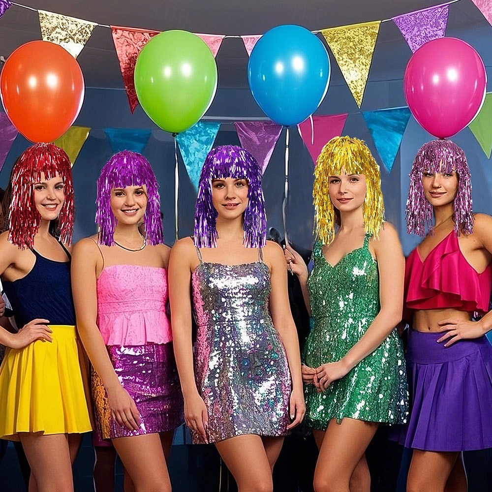 Peruca de Carnaval 2026 Loiro Rosa Vermelho Encaracolado Médio Peruca sintética para festivais Mardi Gras Parada Cabelo para fantasia de cosplay para Feminino de 2026 por $3.99 –P1
