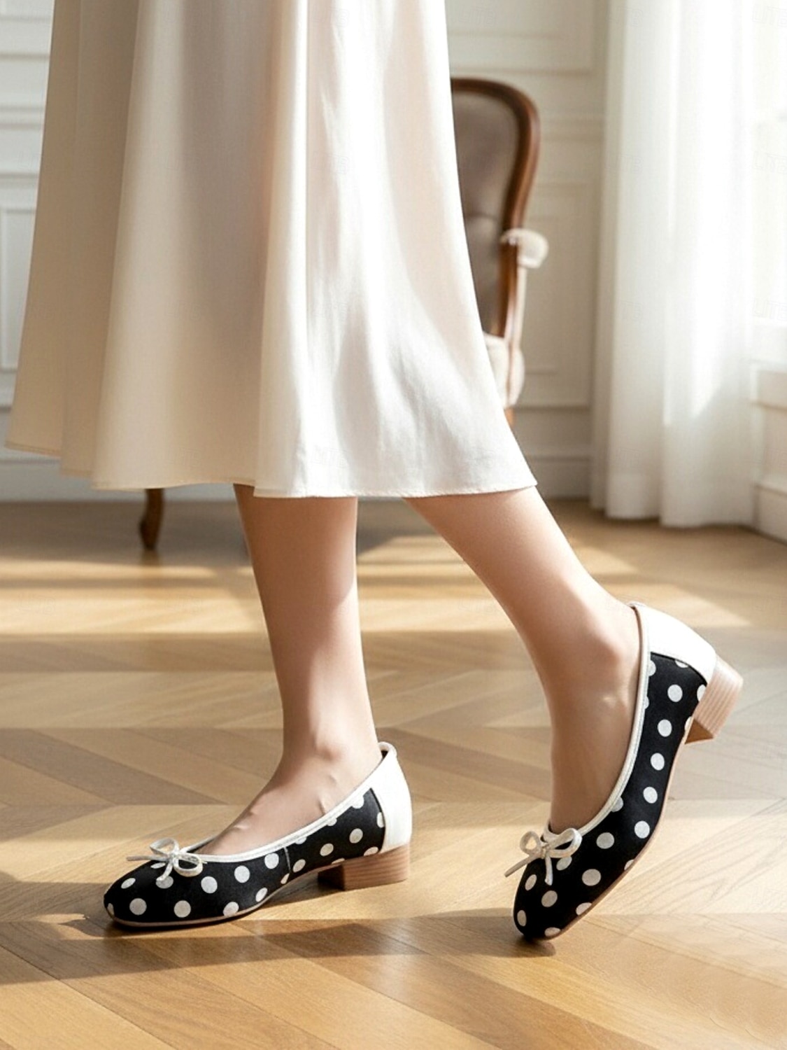 Γυναικείες μπαλαρίνες με πουά και φιόγκο – χαριτωμένο ρετρό στυλ δεκαετίας του 1950, ιδανικές για casual ντύσιμο, καθημερινές εξόδους και tea parties 2026 - $34.99 –P2