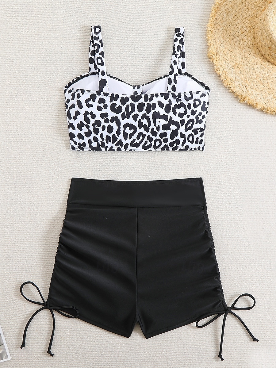 Γυναικείο Τανκίνι 2 Κομμάτια Μαγιό Ραφές Υποστήριξη Λεοπάρ Μικροσκοπικά Έλεγχος Κοιλιάς Ψηλόμεσο Λεπτό Χωρίς Πλάτη Θέρετρο Παραλίας V Λαιμός Αμάνικο Μαγιό 2026 - $24.99 –P4