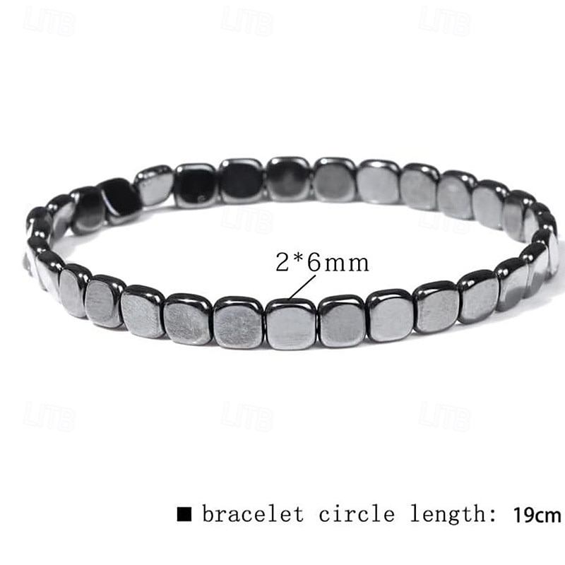 Men's Hematite Bracelet, Natural Stone Beaded Elastic with Stones, Minimalist Durable Everyday Casual Wear, for Formal Events & Casual Attire, Year-Round Elegant Beaded Bracelet, Jewelry Gift 2026 - $10.99 –P10