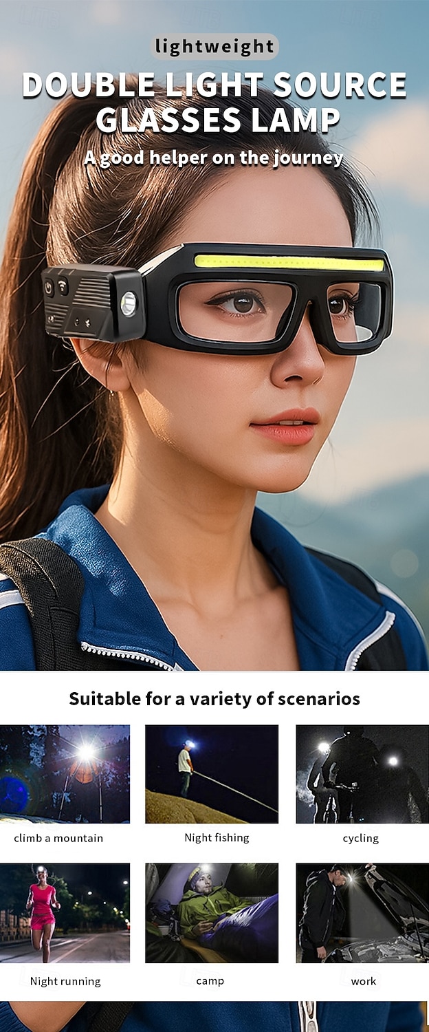 LED-koplampbril - USB-C-oplaadbaar IPX4-waterbestendig Bewegingssensoractivering 3 verlichtingsmodi Verstelbare pootjes Geschikt voor hardlopen, fietsen en buitenactiviteiten 2026 - $31.99 –P1