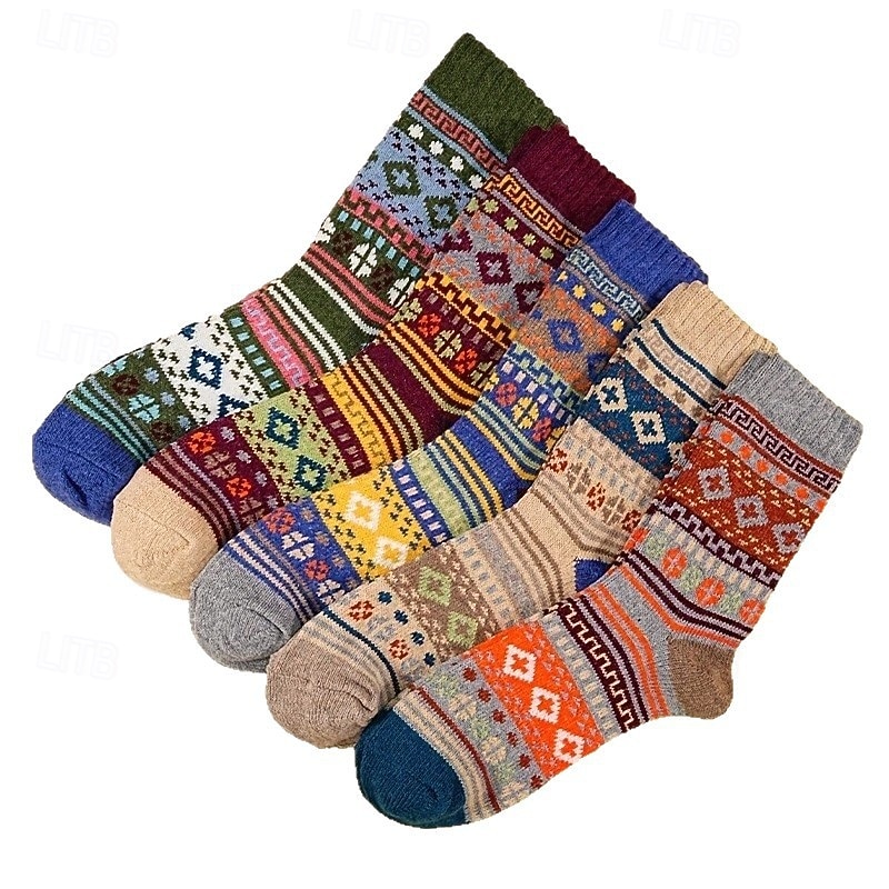 2026年 男性用 5ペア マルチパック ソックス ランニングソックス カジュアルソックス Multi Color カラー アーガイル柄 バケーション スポーツ 日常 ベーシック 温か生地 秋 冬 ファッション カジュアル  コレクション – $8.49 –P10