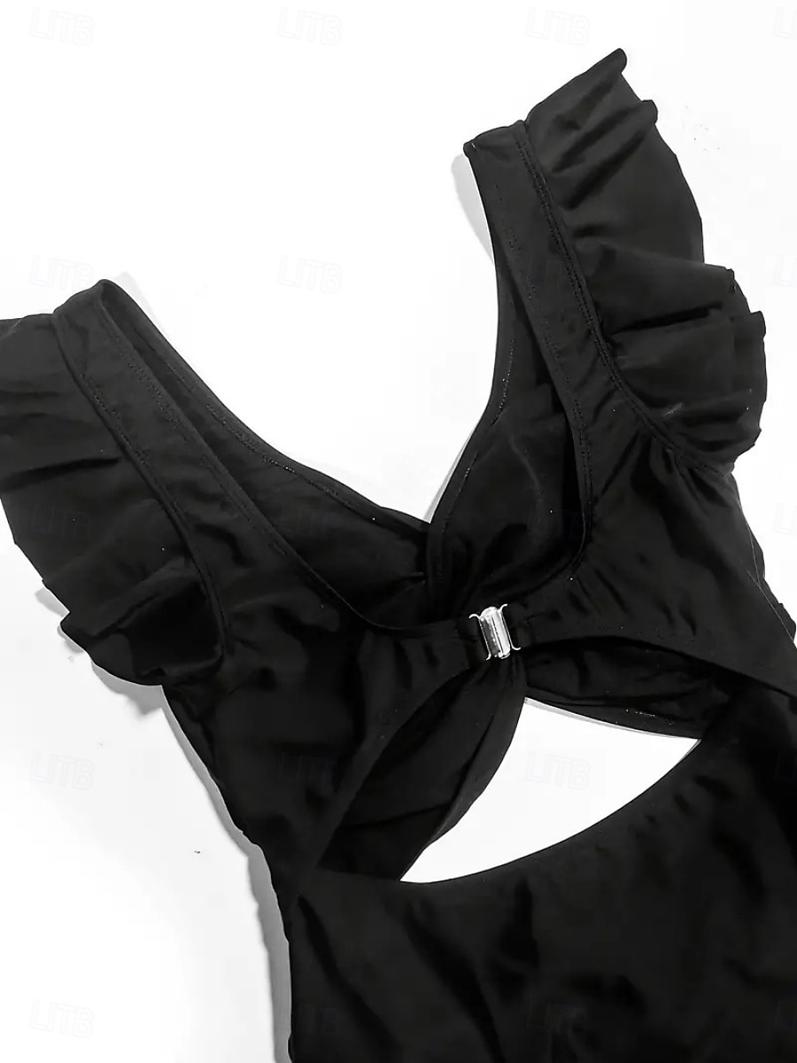 Dámské jednolité plavky zeštíhlující s řasením sexy s výřezem monokini s kontrolou břicha vysokým pasem štíhlé bez zad elegantní na dovolenou jednobarevné s V výstřihem bez rukávů 2026 - $25.99 –P5