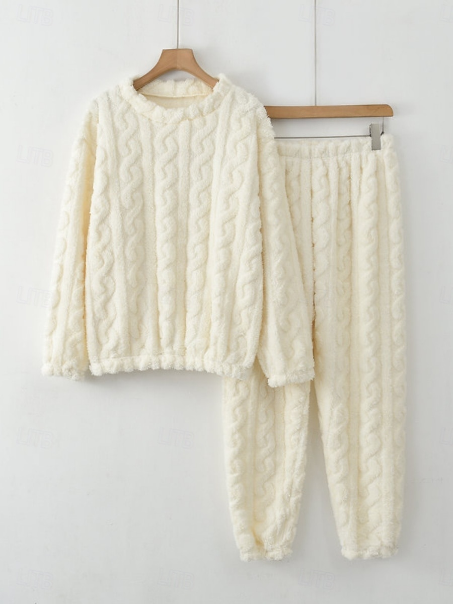 Női Pizsama Alkalmi Kényelmes Tiszta szín Rugalmas derék Nadrág Otthon Napi Hosszú ujj Terített nyak Fehér Rubin Sötétkék Bíbor Khakizöld Tavasz Ősz Tél Laza öltözet 2026 - $24.99 –P4