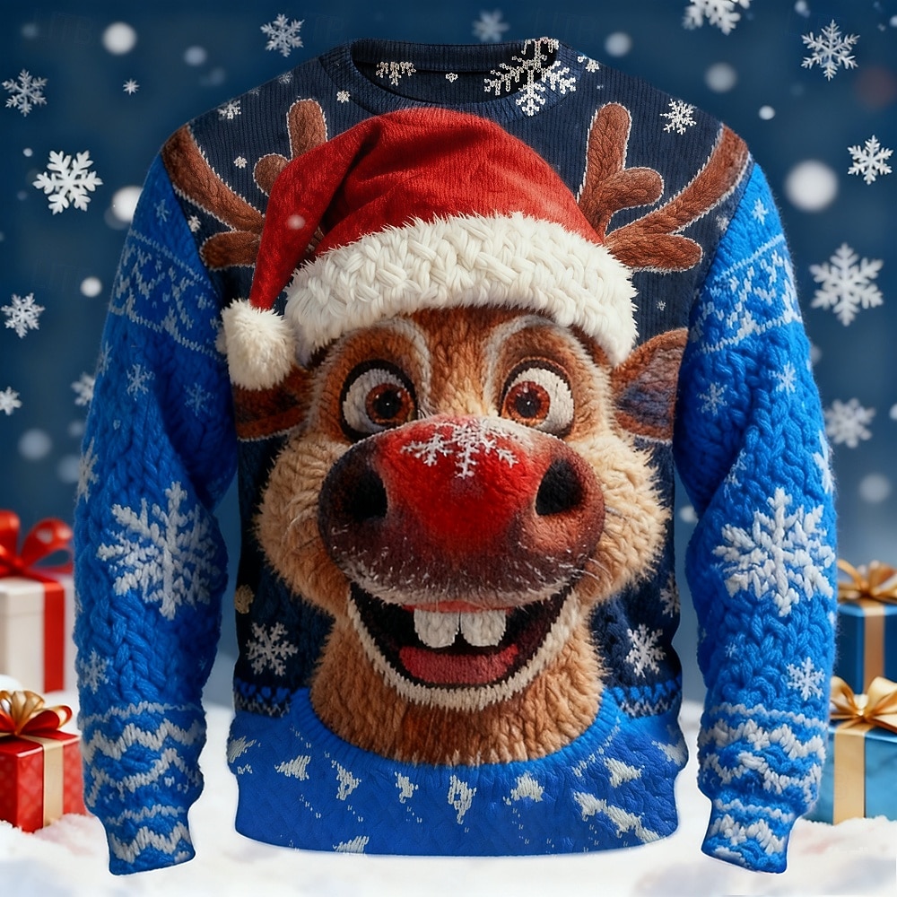 סוודר חג המולד המכוער בגדי ריקוד גברים כל אחד דפוס סוודר סוודר סריגים צווארון צווארון יום יומי חופשה יומי Keep Warm שרוול ארוך אביב סתיו חורף שחור אודם פול 2025 - $36.99 –P7