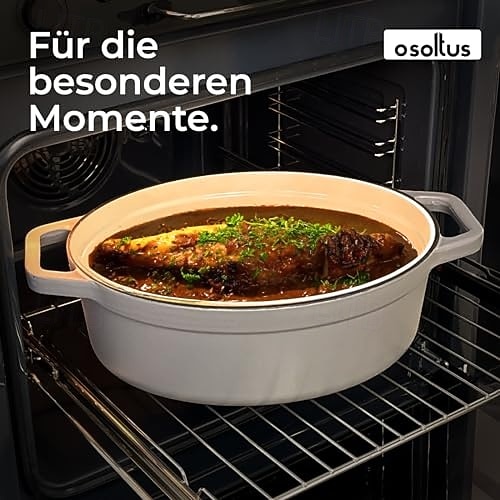 чугунная овальная кастрюля с крышкой-каплесборником светло-серого цвета 2025 - $123.99 –P5