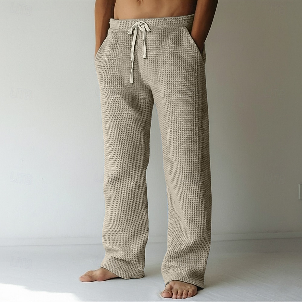 Herren Jogginghose Hose Baggy-Hosen Gerade geschnittene Sweatpants Waffelhose Kordelzug Elastischer Bund Einfach Atmungsaktiv Volle Länge Urlaub Lässig Täglich Klassicher Stil Basic Schwarz Weiß 2026 - $24.99 –P9