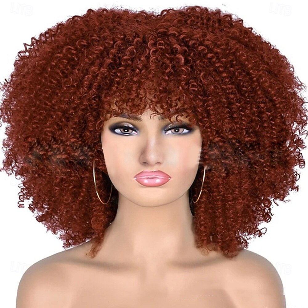 Peruca de Carnaval 2026 Loiro Vermelho Preta Afro Afro Kinky Curto Peruca sintética para festivais Mardi Gras Parada Cabelo para fantasia de cosplay para Feminino de 2026 por $18.99 –P2