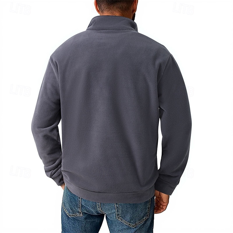 Men's Sweatshirt Fleece Sweatshirt Pullover Quarter Zip Sweatshirt Black Army Green Navy Blue Khaki Dark Gray Half Zip Plain Casual Daily Sports & Outdoor Polyester Streetwear Basic Casual Fall 2026 - $32.99 –P12