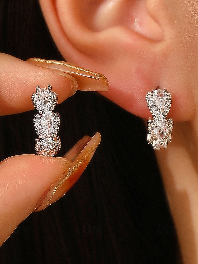 orecchini da donna in lega di zirconi - elegante design a forma di lacrima con pietre multicolori, perfetti come regali di Natale e San Valentino del 2026 a $9.99 –P4