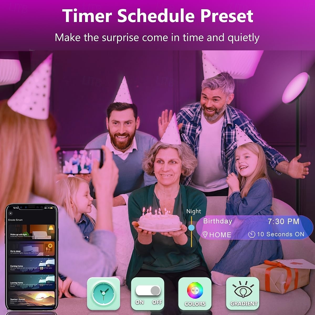 Умный светодиодный напольный светильник RGBW, работает с пультом дистанционного управления Alexa и Google Home по Wi-Fi, современный, высокий, сверхяркий, 2000 лм, смена цветов &торшер Sky с 2025 - $242.19 –P6