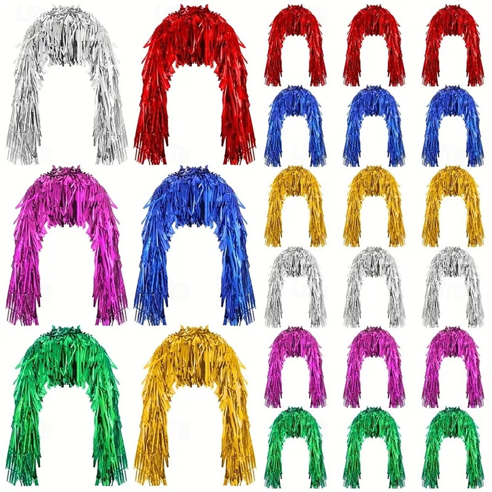 Peluca de carnaval 2026 Rubio Rosa Rojo Rizado Media Peluca sintética para festival Carnaval Desfile Cabello para disfraz de cosplay para Mujer 2026 - $3.99 –P4