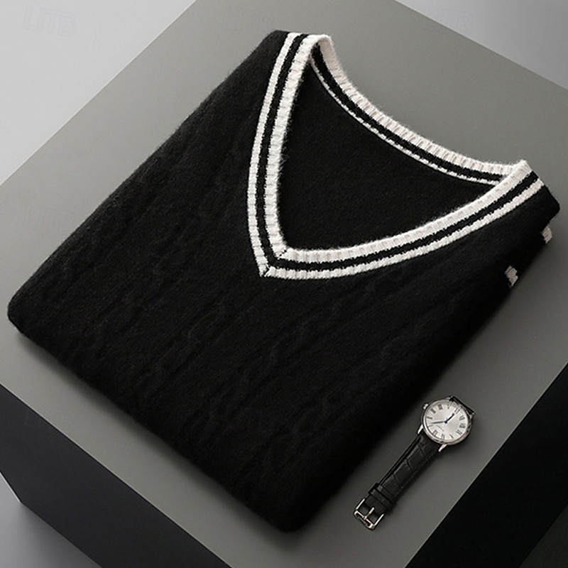 Ανδρικό γιλέκο από κασμίρ υψηλής ποιότητας με λαιμόκοψη V από καθαρό μαλλί, κλασικό πλεκτό πουλόβερ, απαλό, ζεστό, αναπνεύσιμο 2026 - $116.99 –P4