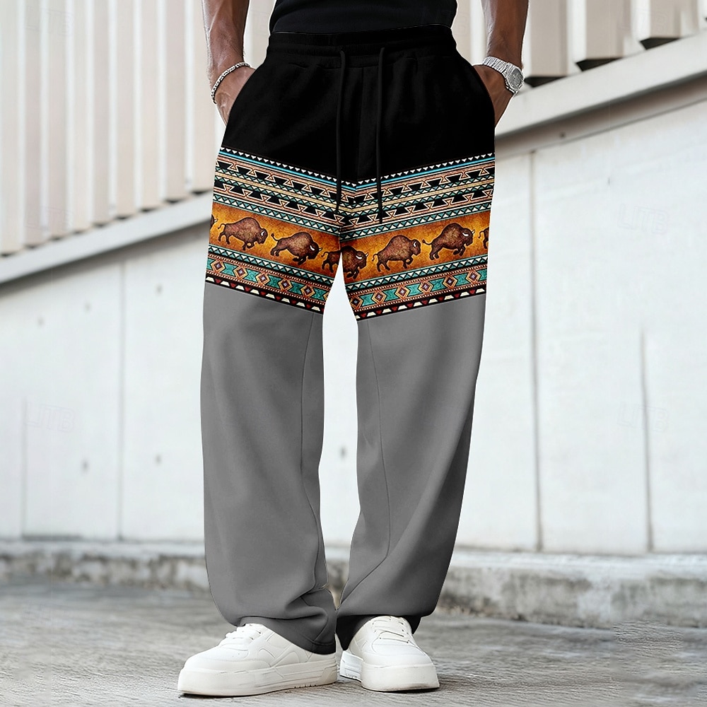 Men's Bull Ethnic Indian Culture Sweatpants Trousers Casual Pants Mid Waist Casual Vintage Retro Outdoor Hunting Workout Elastic Drawstring Waist Straight Leg Pants with Pockets Spring Fall 3D Print 2026 - $24.99 –P2