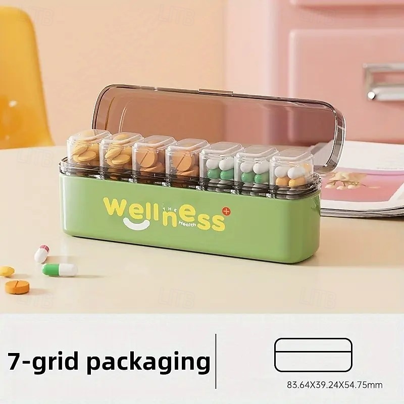 2 pastilleros portátiles con recordatorio de medicación diaria – mini frascos de medicamentos de viaje, 7 días, 3 compartimentos, impermeables &organizador a prueba de humedad 2026 - $17.49 –P6
