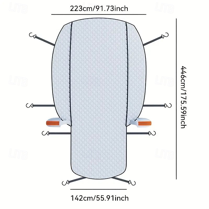 Pokrywa przeciwśnieżna na przednią szybę samochodu, wytrzymała tkanina Oxford &Osłona przeciwmrozowa na zimę, wodoodporna osłona przedniej szyby z bezpiecznymi haczykami, uniwersalna do samochodów 2026 - $47.99 –P2