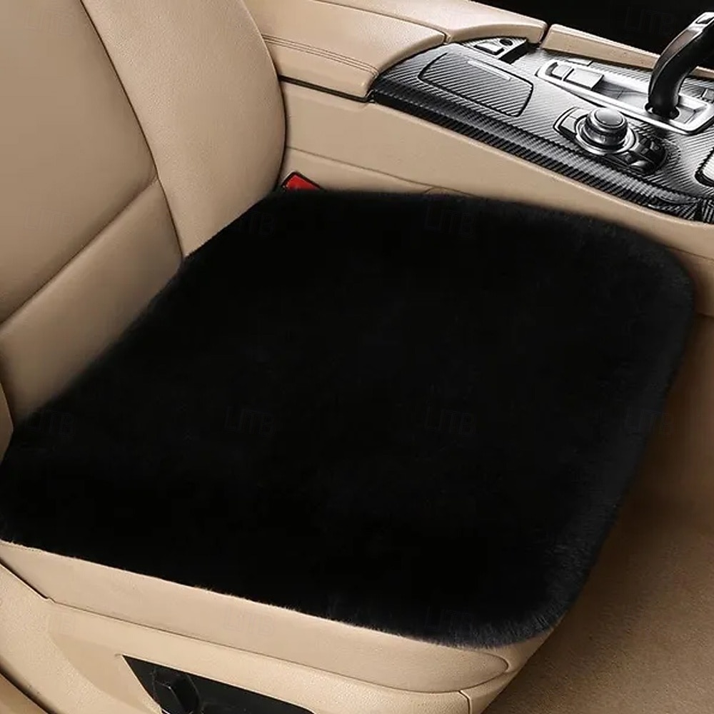 Подушка на сиденье автомобиля из разноцветного плюша с мехом кролика, теплая, зимняя, квадратная, из толстой шерсти, для водителя или второго пилота, универсальный чехол 2026 - $22.99 –P5