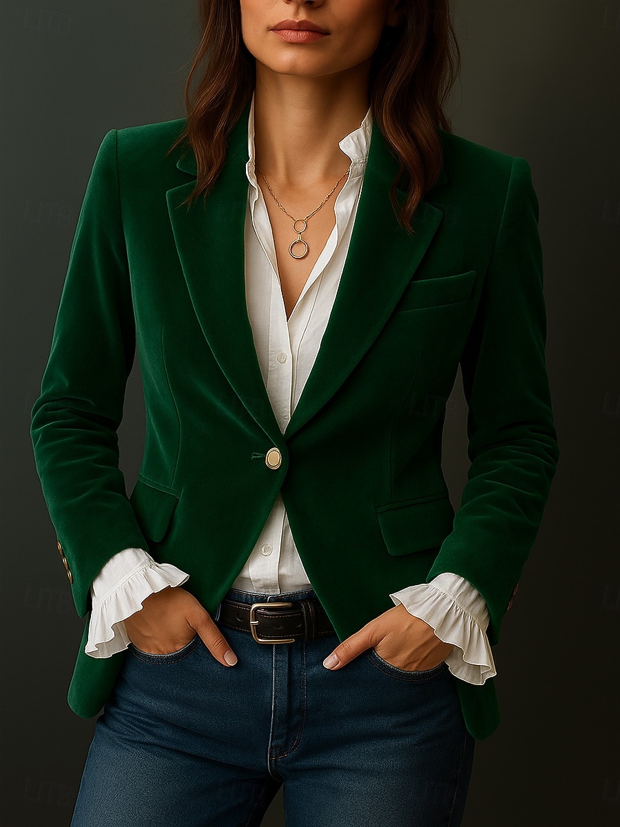 نسائي سترة مريح متنفس Buttons كاجوال سهل المكتب شارع فضفاض مناسب للبس اليومي الأمام مفتوح عادية طوي عادي كم طويل ملابس خارجية نبيذ أزرق البحرية أخضر الخريف الشتاء 2025 - $67.99 –P2