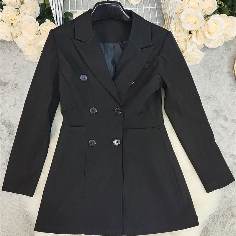 Pentru femei Blazer Sacou Comfortabil Nasturi Modă Casual Culoare solidă Stradă Purtare Zilnică Ieșire Sfârșit de săptămână Regulat Răsfrânt Fit regulat Manșon Lung Îmbrăcăminte exterioară Negru 2026 - $52.99 –P6