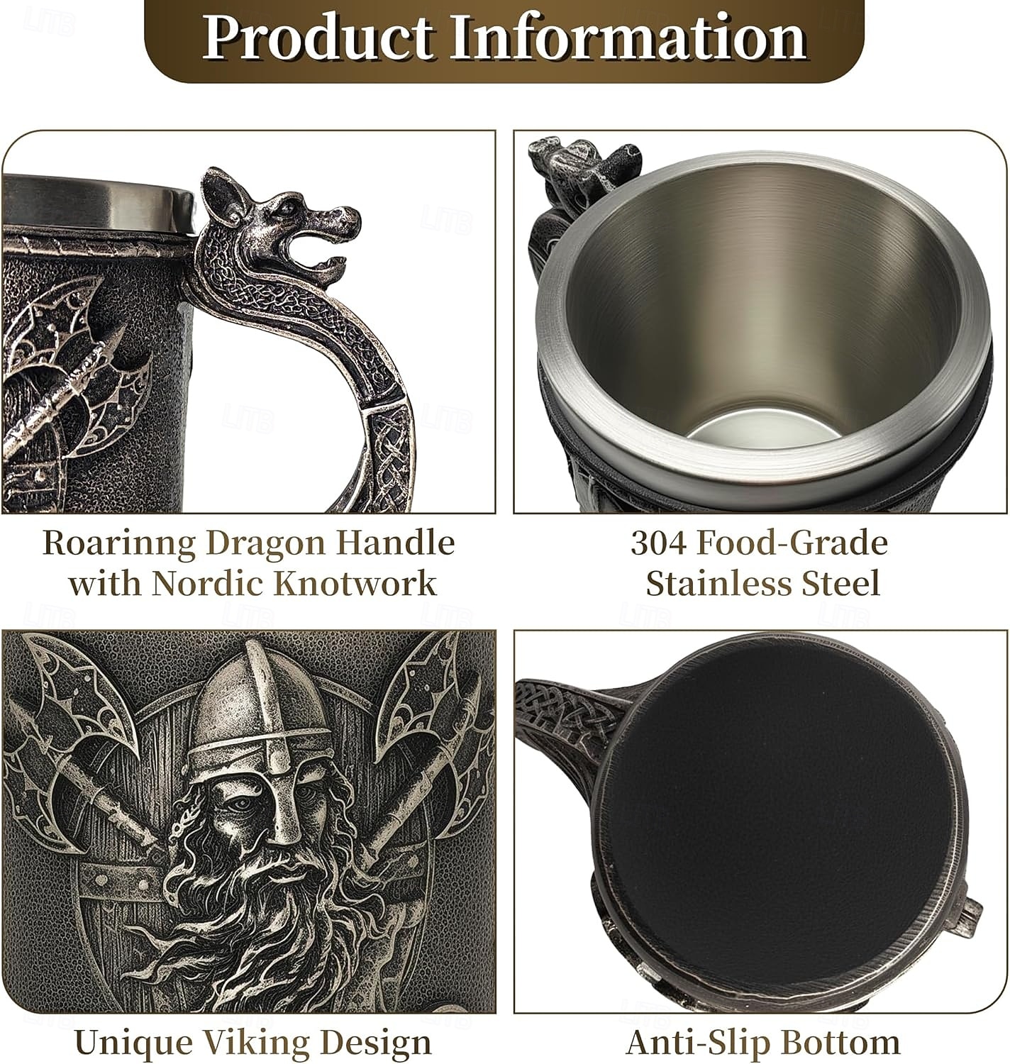 Кружка для кофе и пива с декором в стиле викингов и ручкой в виде дракона, подарки в стиле викингов для мужчин, пивные кружки для мужчин, средневековые украшения в стиле ренессанс, 18 унций 2026 - $28.99 –P9