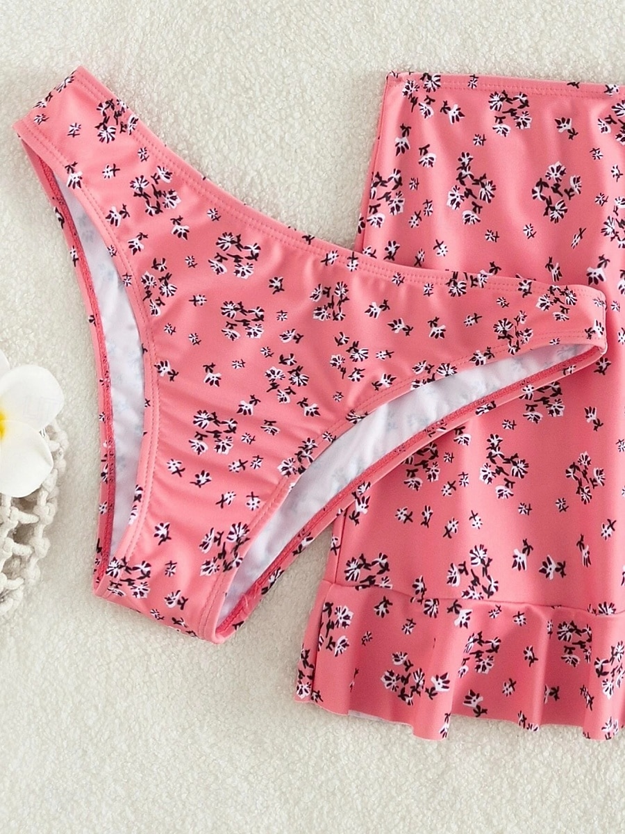 Strój Kąpielowy Damski Bikini 3 Częściowy Z Spódnicą Smukły Bez Pleców Letni Strój Plażowy Kwiatowy Sznurek Bez Rękawów 2026 - $26.99 –P8