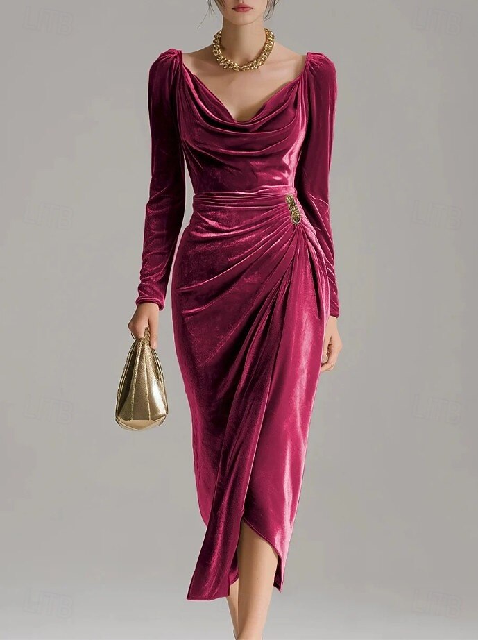 Women's Wine Brown Green Fall Winter Midi Dress Sheath Dress Birthday Formal Semi Formal Formal Wedding Date Regular Fit V Neck 2026 - $43.99 Women's Wine Brown Green Fall Winter Midi Dress Sheath Dress Birthday Formal Semi Formal Formal Wedding Date Regular Fit V Neck 2026 - $43.99
