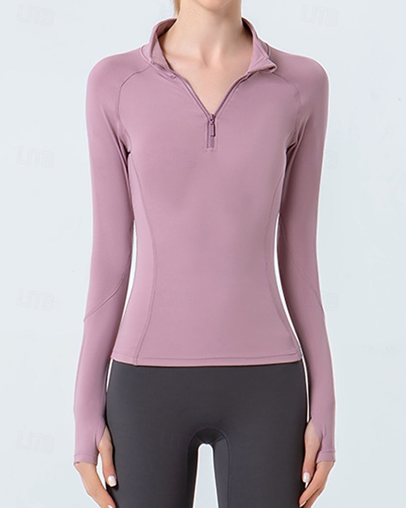 Women's Solid Colored Tennis Shirt Sport Top Stylish Quarter Zip Elastic Sweat-Wicking Breathable Golf Pickleball Yoga Stand Collar Top Winter Dark Pink Black Yellow Tennis Clothing 2026 - $25.99 –P4