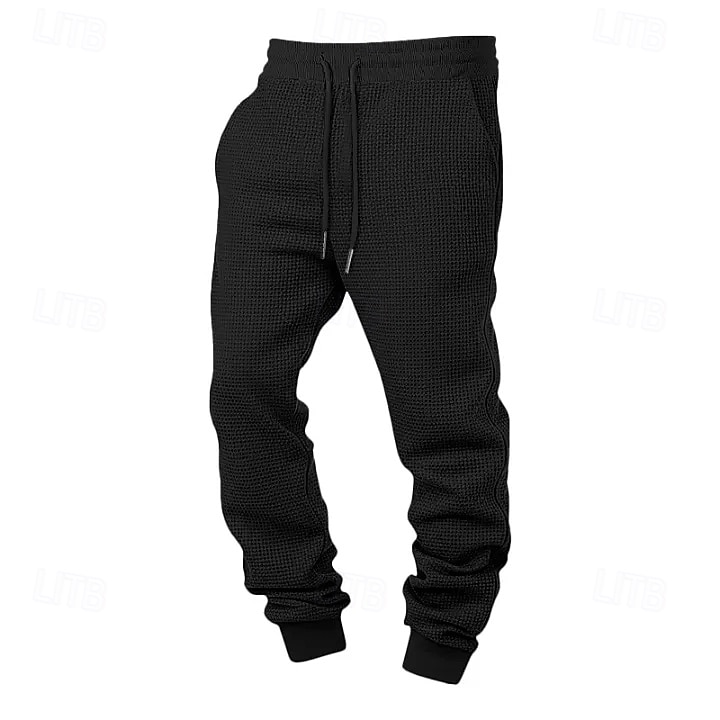 Men's Waffle Sweatpants Joggers Trousers Casual Pants Drawstring Solid Color Comfort Full Length Daily Outdoor Streetwear Vacation Fashion Black Navy Blue Micro-elastic 2026 - $21.99 –P10