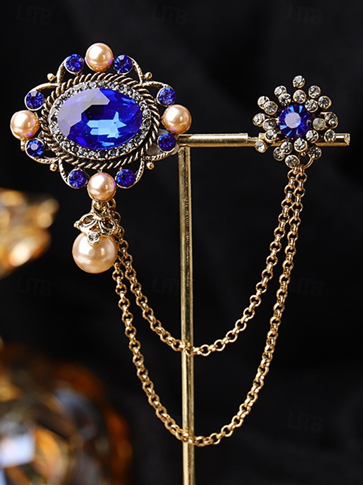 Men's Christmas Brooch Set - Elegant Alloy Material with Multi-Colored Gems and Pearls, Festive Chain Design for Suits, Parties and Holiday Occasions 2026 - $9.99 –P7