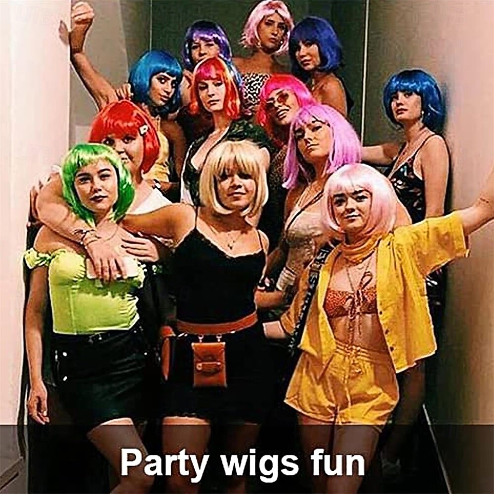 Purple Bob Wig With Bangs 12 Inch Short Synthetic Fiber Bob Wigs for Women Short Bob Wigs and Halloween Cosplay Wig for Daily Life Colorful Wigs With for Carnival Festival Party 2025 - $21.99 –P5