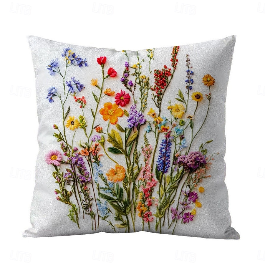 Floral Pattern Pillow Cover 2D Flat Print Soft Comfortable Cushion Case with Faux embroidery for Living Room Sofa Bedroom Home Decoration 2026 - $9.99 –P7