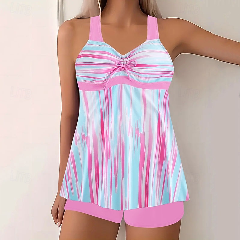 Mujer Bañadores 2 piezas Bermudas Traje de baño Espalda al Aire Vacaciones Ropa de playa Graphic Escote Redondo Sin Mangas Trajes de baño 2026 - $28.99 –P6