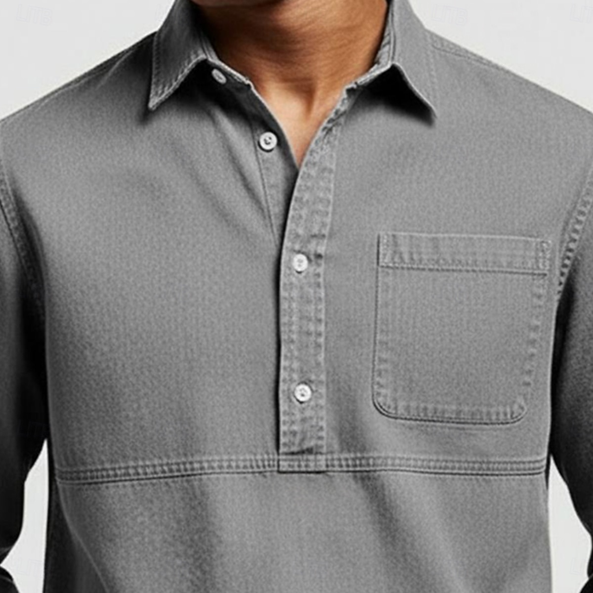 Hombre Camisa de manga corta Camisa Oxford Rosa Azul Marino Azul Oscuro Gris Azul claro Manga Larga A Rayas Cuello Americano Escuela Boda Bolsillo Ropa Neutral Moda Diario Casual 2026 - $22.99 –P2