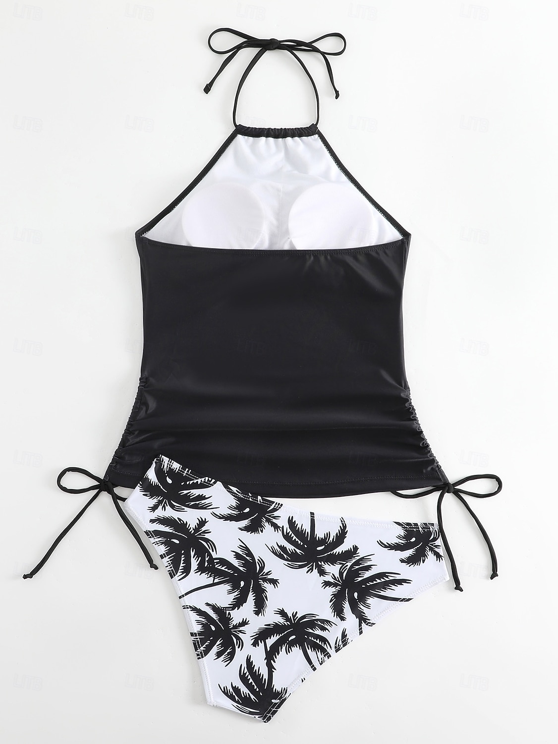 Kvinners Tankini 2 Delt Badedrakt Rynket Truser Magekontroll Høyt Liv Slank Ryggløs Ferie Strandtøy Blomster Grafisk U-Hals Ermeløse Badedrakter 2026 - $26.99 –P8