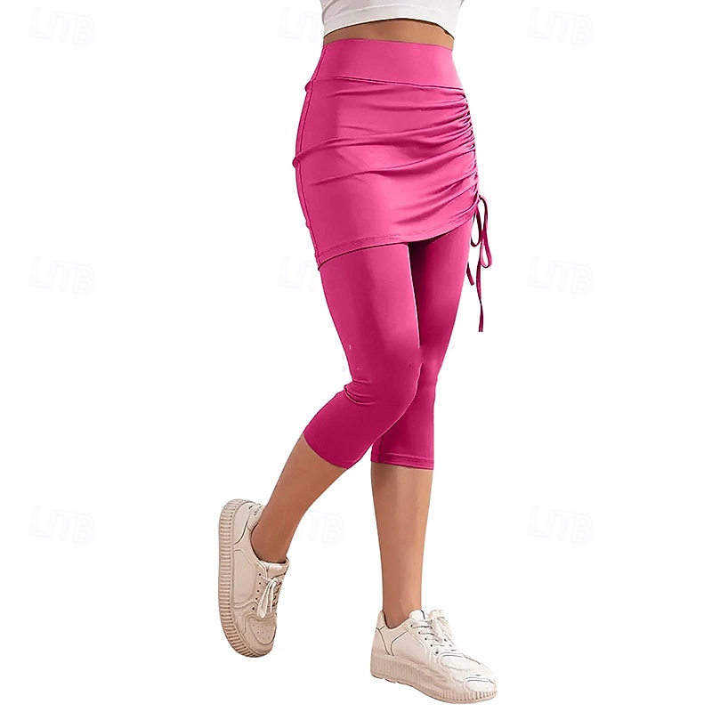Mujer Color sólido Falda casual Falda con leggings Frunce Correa Eslático Transpirable Tenis pepinillo Corriendo Prendas de abajo Gris oscuro Negro Rosa Ropa de tenis 2026 - $15.49 –P6