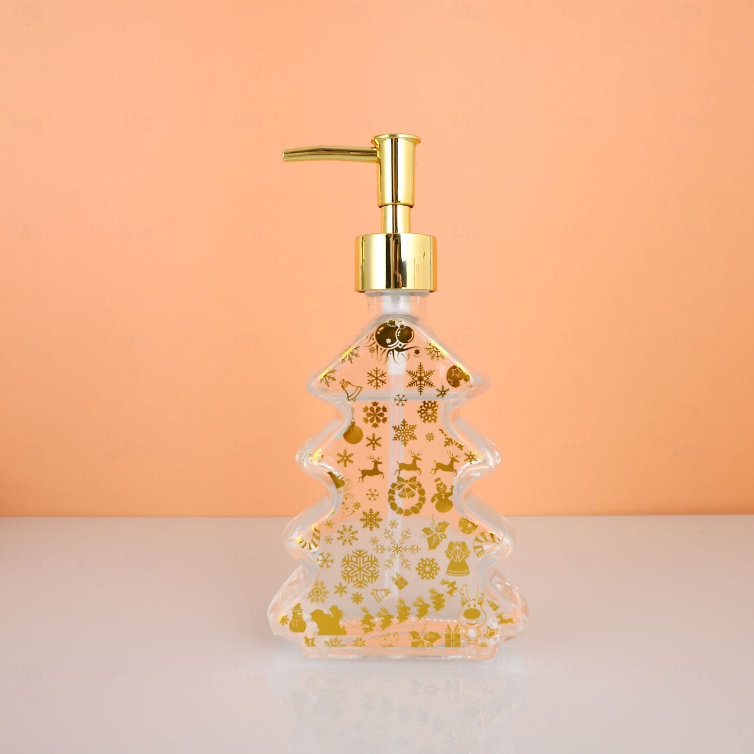 Glass Christmas Tree Hand Pump Dispenser Bottle - 300ml Red/Green Reusable Travel-Sized Soap/Lotion/Cleanser Container with Golden Reindeer Snowflake Design for Kitchen, Bathroom, Office - Durable 2026 - $6.99 –P19