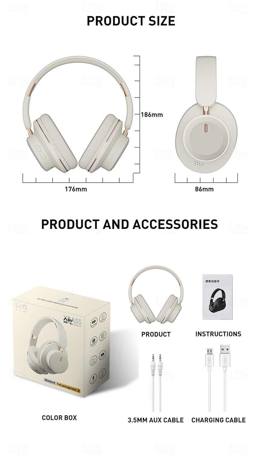 H9 2025 New  Wireless Earphones Equipped with 5.3 Chip Intelligent Noise Reduction Lower Loss More Stable Connection Game Mode Foldable Earphones Suitable for Travel Home Work Mobile Phones 2025 - $23.99 –P15