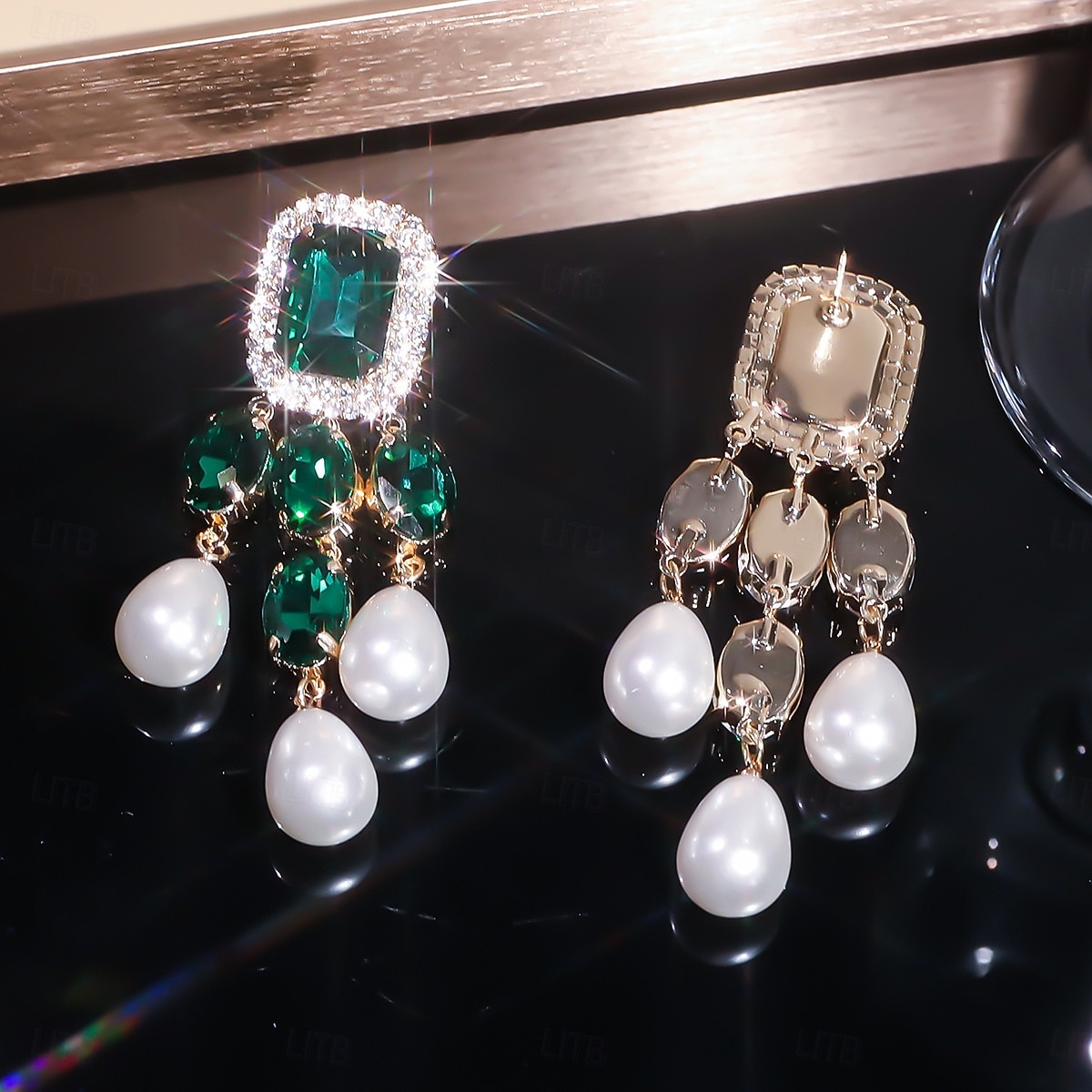 женские серьги-подвески из кристаллов и жемчуга — гламурные эффектные серьги-подвески со стразами для вечеринок, свадеб или вечерних мероприятий 2026 - $14.99 –P3