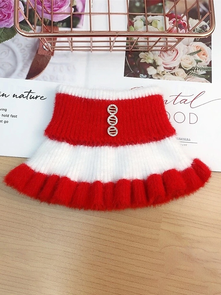 Cuello de punto navideño para mujer, suave y acogedor, con volantes, disponible en varios colores. Ideal para el invierno y las fiestas. 2026 - $9.99 –P4