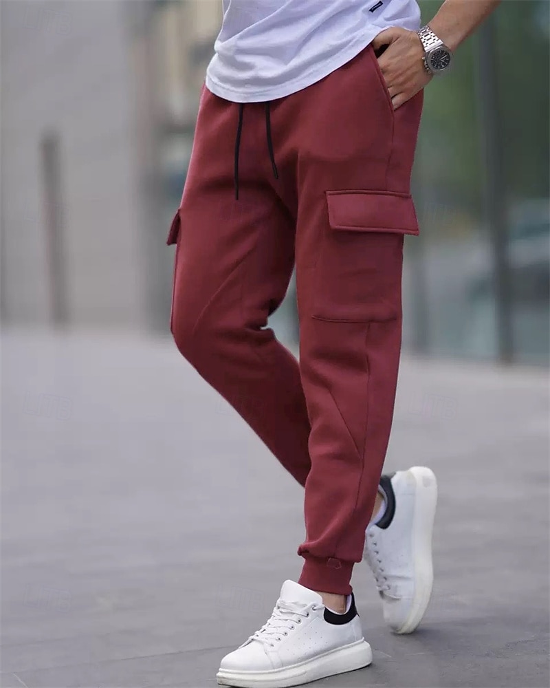 Herre Cargo joggebukse Joggebukser Fleecebukser Jogger Bukser Snorer Lomme Elastisk midje عادي Komfort Varm utendørs Daglig Ut på byen Mote Fritid Svart Hvit Mikroelastisk 2026 - $20.99 –P9