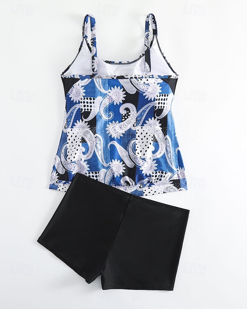 Damskie Stroje kąpielowe 2 szt Krótkie spodnie Kostium kąpielowy Odkryte plecy Urlop Stroje plażowe Kwiaty Dekolt w kształcie litery U Bez rękawów Kostiumy kąpielowe 2026 - $29.99 –P6