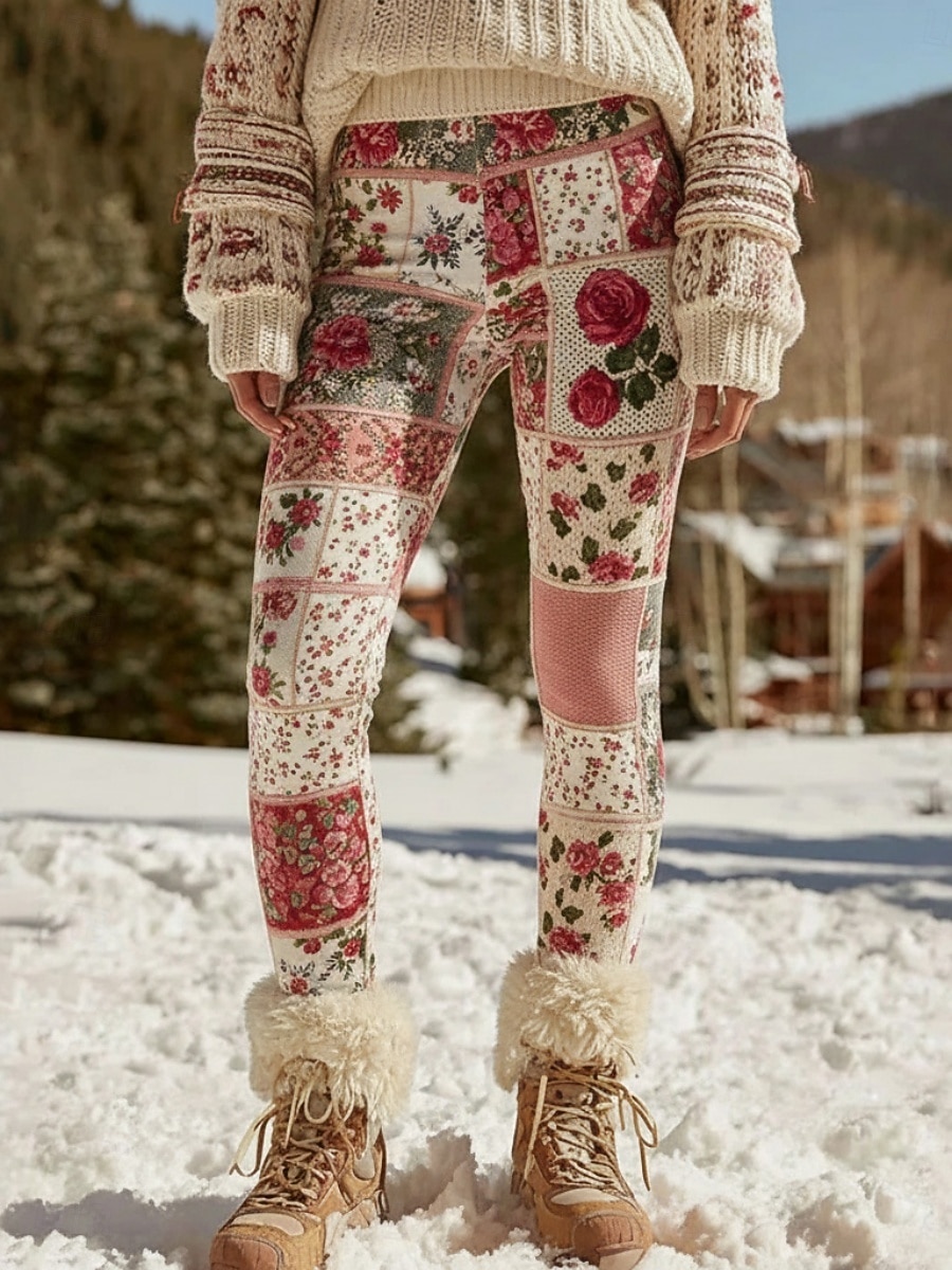 Mujer Polainas Leggings cómodos Vacaciones Vintage Estilo Étnico Longitud total Alta cintura Floral Plaid Estampado Cómodo Elástico Casual Diario Vacaciones Rosa Primavera Otoño Invierno Ajustado 2026 - $22.99 –P1