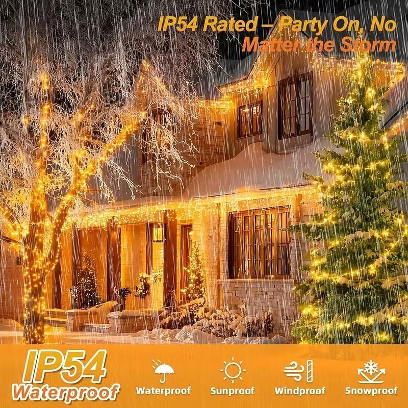 Светодиодная гирлянда для рождественской елки, 10 м, 500 светодиодов, гирлянда с теплым белым светом, 8 режимов мерцания, декоративная гирлянда для домашнего рождественского праздничного освещения, 2025 - $52.99 –P10