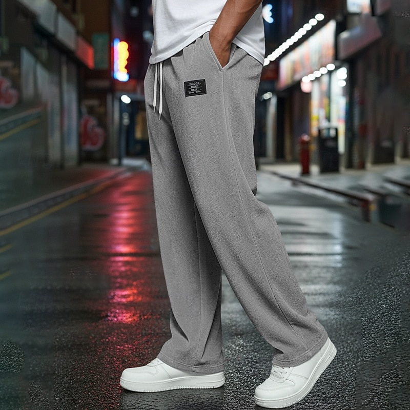 Homens Calças Esportivas Calça de moletom com pernas largas Calças Calças de moletom abertas Com Cordão Cintura elástica Tecido Respirável Comprimento do joelho Esportes Casual Diário Roupa de rua de 2026 por $21.99 –P4