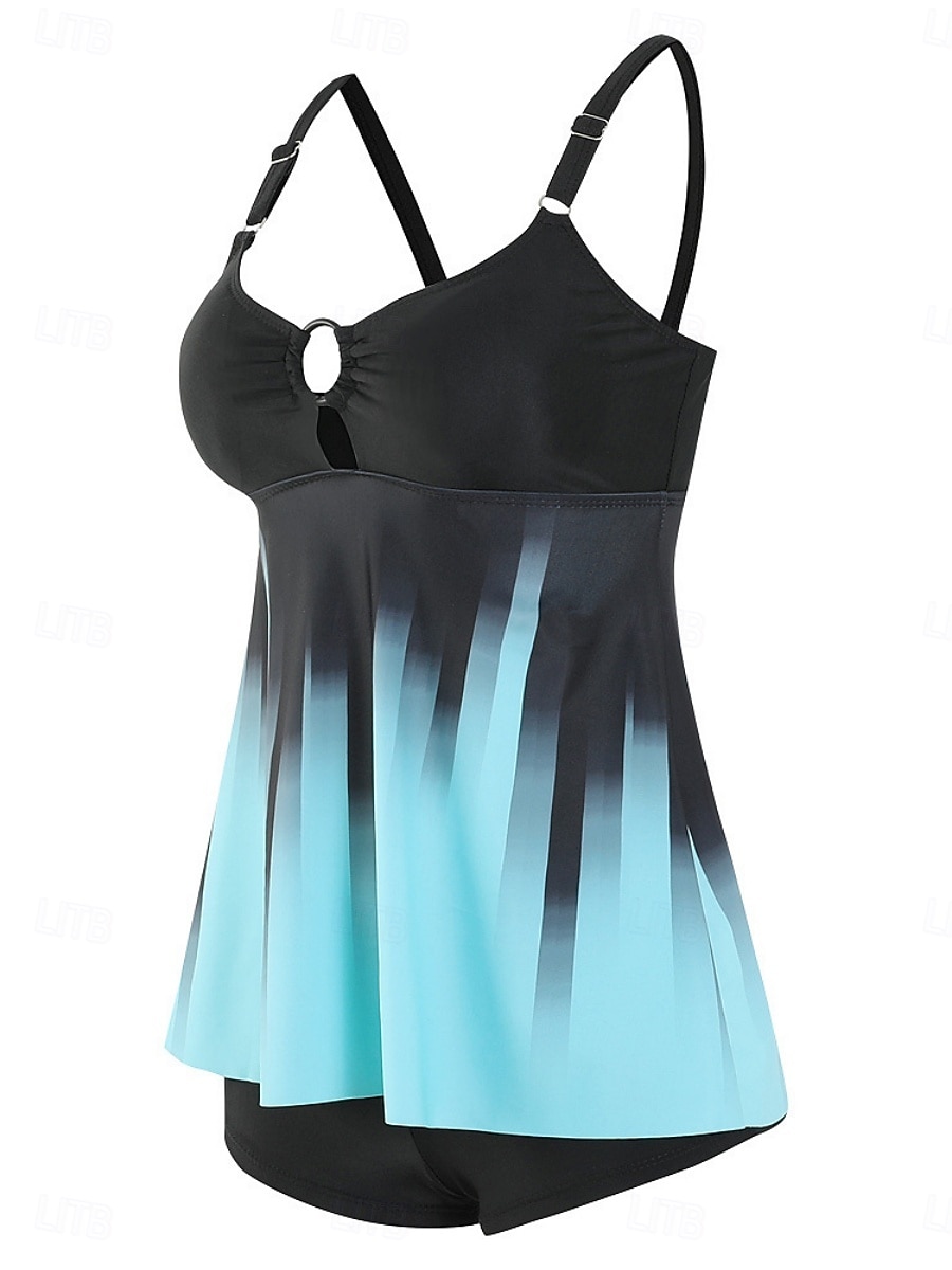 2026年 ウィメンズ タンキニ 2ピース 水着 ショーツ お腹引き締め ハイウエスト スリム バックレス バケーション ビーチウェア グラデーション Uネック ノースリーブ 水着  コレクション – $29.99 –P6