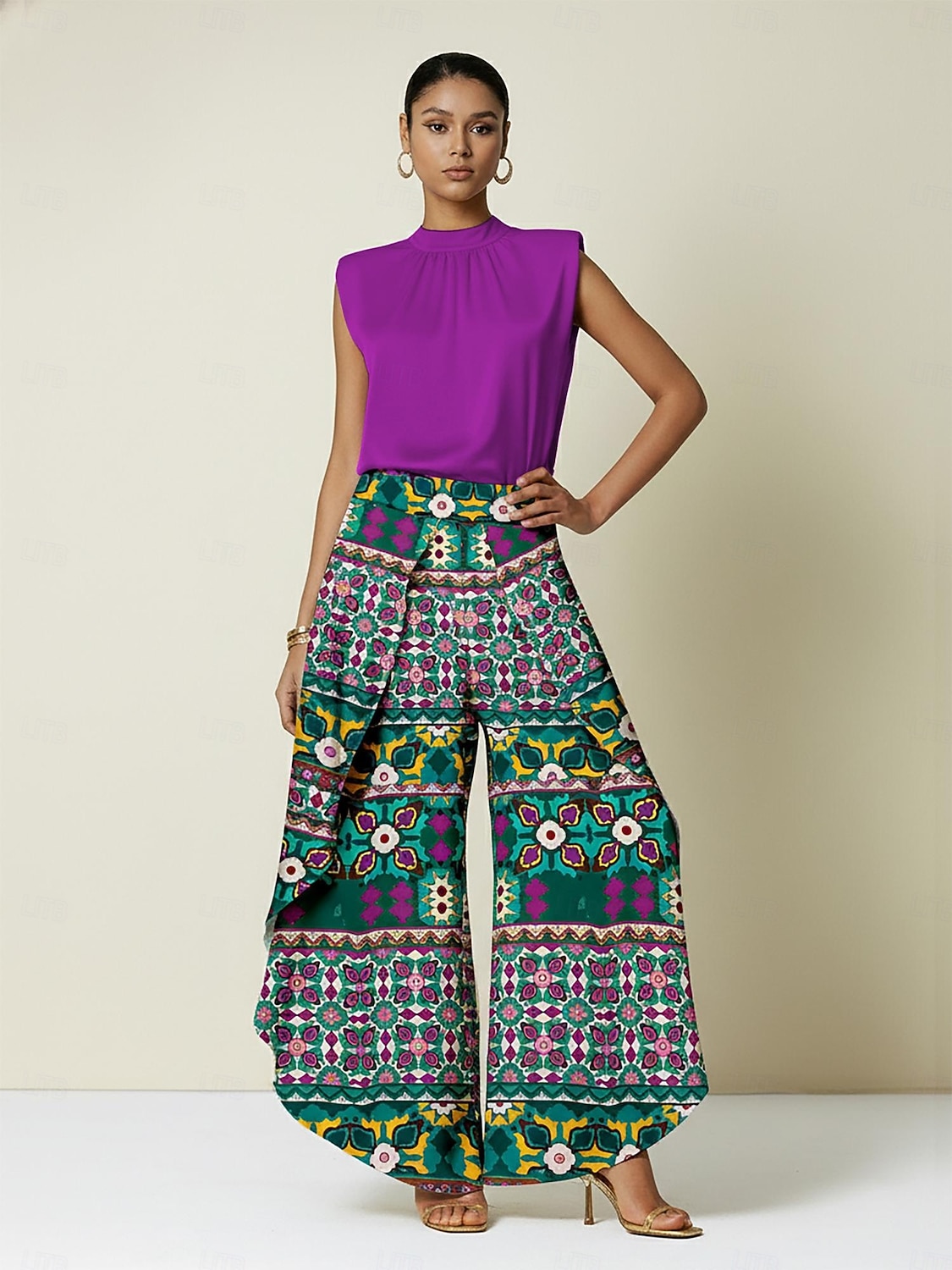 saténový top bez rukávů se širokými rameny, ležérní, dovolená 2026 - $56.99 –P3