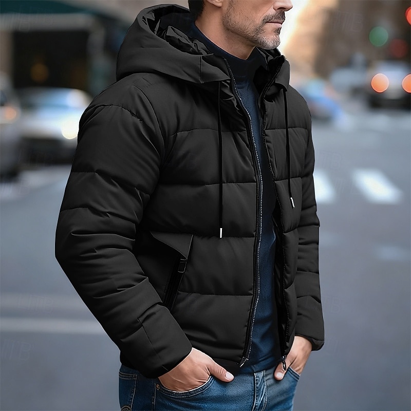 Homens Casaco de inverno Casaco puffer Acolchoado Bolsos Poliéster Ao ar livre Casual Diário Padrão Moda Roupa de rua Térmico / Quente Inverno Côr Sólida Azul Cinzento Escuro Preto Casaco puffer de 2026 por $30.99 –P3
