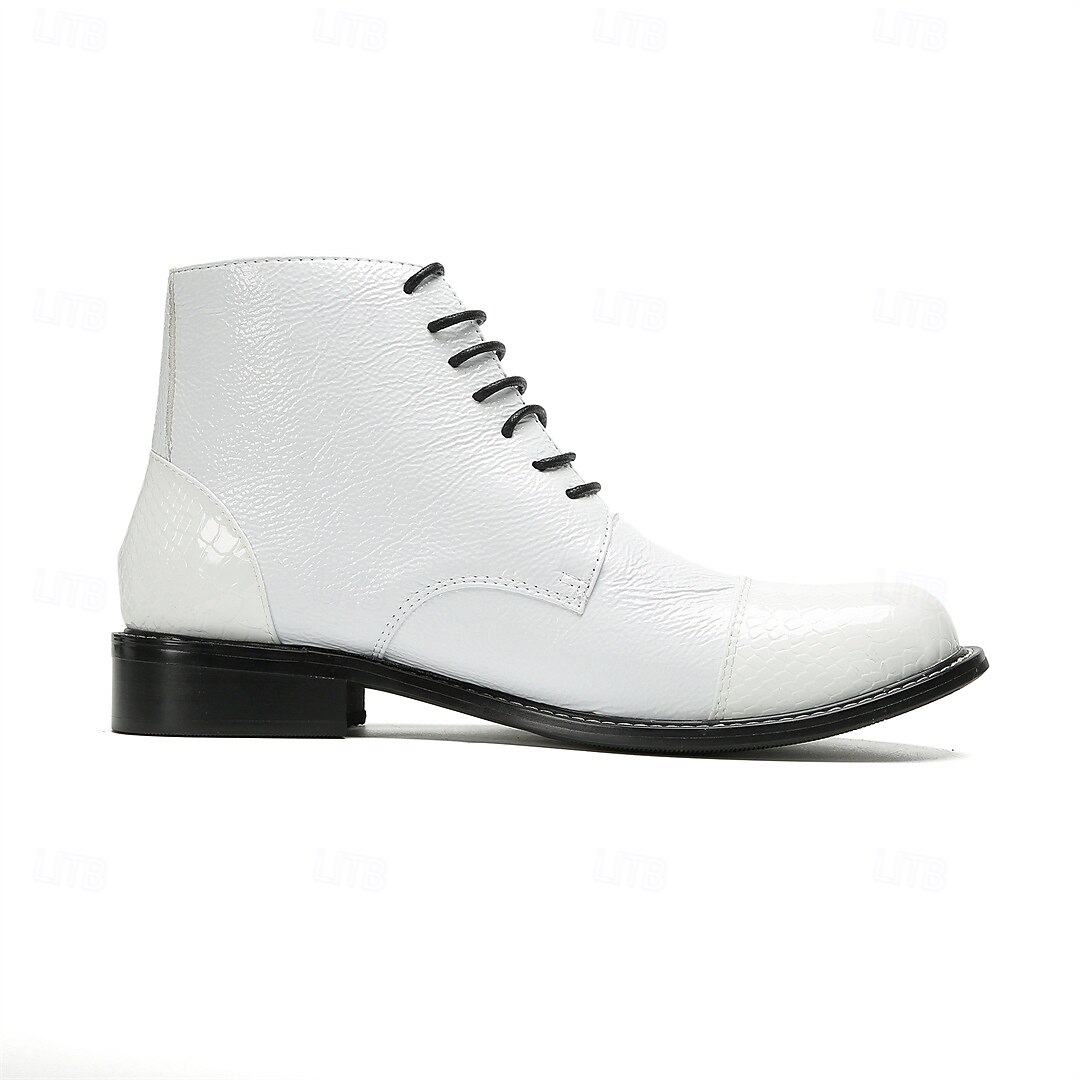 Miesten valkoiset aidosta nahasta valmistetut nauhalliset nilkkurit - tyylikäs ja elegantti muotoilu, ihanteellinen juhlatilaisuuksiin, toimistokäyttöön ja trendikkääseen arkeen 2025 - $139.99 –P8